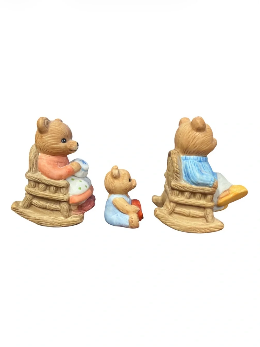 Pristine Vintage Homco Bear Family Figurine Set #1470 Complete 3-Piece